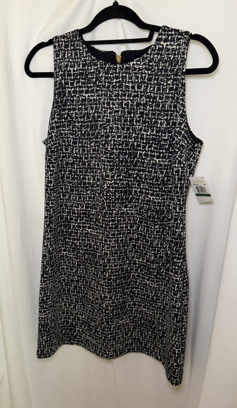 Michael Kors Black White Sheath Sleeveless Dress Women’s Size Petite Large NWT